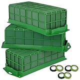 SYUTBOU 3 Stück Rechteckig Blumenschaum Käfig, 29,5 x 11,7 x 8cm Grün Blumenhalter Käfig mit Klebeband, Rectechkig Blumenkäfig für Blumenarrangements, Floristik