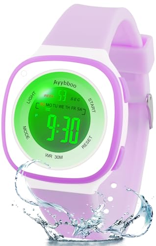 Ayybboo Reloj para Niños,7 Colores de Luces LED Intermitentes Reloj Digital Impermeable para Niños y Niñas de 4 a 12 Años