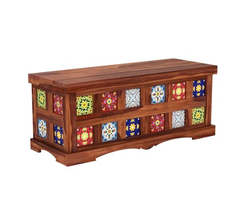 Image of The Attic Jaipur Storage Box, Multipurpose Cabinet for Living Room & Bed room Storage, Solid Wood Classy storage, Honey Matte Finish