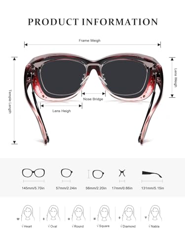 Wzerry Sunglasses Fit Over Glasses for Women, Retro Over Prescription Glasses Polarized UV 400 Protection with Rhinestone4