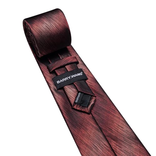 Image of Barry.Wang Striped Men Ties Set Silk Necktie Handkerchief Cufflinks