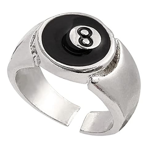 Number Black 8 Eight Pool Billiard Ball Jewelry Adjustable For Man Personality Charm Cocktail Party Accessories billiard ball adjustable rings for women men silver billiards for men Cover