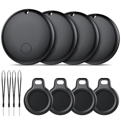Ajblg Android Smart Tag, Tracker Compatible con Google Find My Device App (Sólo Android), Localizador Bluetooth, Rastreador para Llaves, Cartera, Equipaje, Impermeable IP68, 4 Negro
