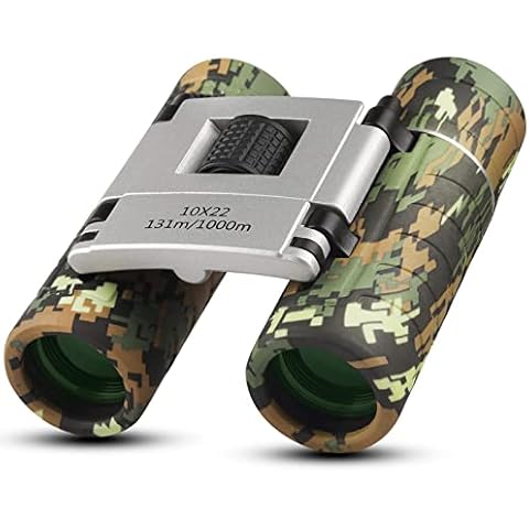 Binoculars for Kids Adults,10x22 High-Resolution Real Optics Mini Compact Binocular Shockproof Folding Telescope for Outdoor Exploration, Travel, Camping & Best Gifts for Boys Girls (Camouflage) Cover