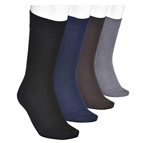 Mens Crew Socks - Rayon Dress Socks For Men With Gift Box (4 Pairs)