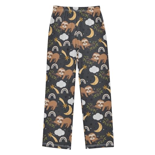 ZZXXB Sloth and Moon Boys Long Pants Soft Trousers Elastic Waist Kids Lounge Bottoms with Pockets S-XL