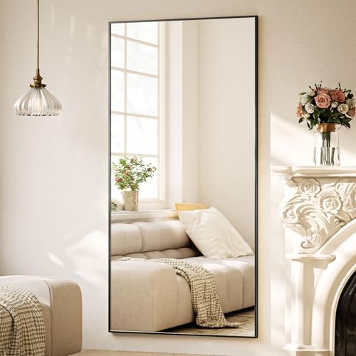 BEAUTYPEAK Ganzkörperspiegel 171x76cm, Groß Standspiegel und Wandspiegel mit Aluminiumrahmen, Shatterproof Glas für Verzerrungsfreie Reflexion, ideal für Schlafzimmern, Eingangstür, Fluren, Schwarz BEAUTYPEAK Ganzkörperspiegel 171x76cm, Groß Standspiegel und Wandspiegel mit Aluminiumrahmen, Shatterproof Glas für Verzerrungsfreie Reflexion, ideal für Schlafzimmern, Eingangstür, Fluren, Schwarz