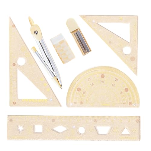 Conjunto de geometría - Regla de color transparente de Capybara, herramienta de medición de calibre transparente | Kit de papelería para examen de estudio de la universidad de la escuela Aprendizaje d