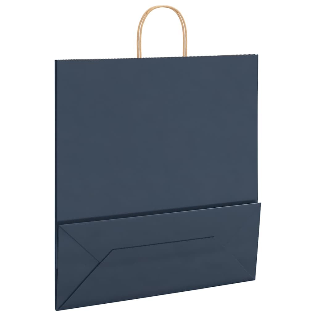 Papierowe torby z papierowymi uchwytami linowymi, 250 sztuk, niebieskie, 45 x 17 x 48 cm, papier typu kraft, torba na prezent, imprezę, uroczystości, urodziny, wesele, Boże Narodzenie