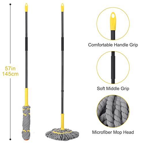 Kefanta TWIST MOP GRAY Self Wringing Twist Mop, Wet Mop For Floor Cleaning With 57 Inch Long Handle, Heavy Duty Floor Mop For Hardwood Vinyl Tile Marble Laminate Home Office Kitchen thumb #6