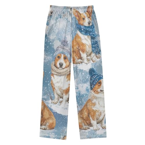 ZZXXB Winter Puppy Dogs Boys Long Pants Soft Trousers Elastic Waist Kids Lounge Bottoms with Pockets S-XL2