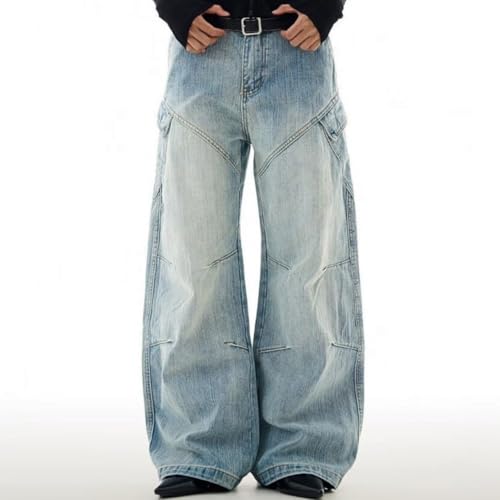 Baggy Cargo Jeans for Women Men Wide Leg Barrel Denim Pants Plus Size Casual Vintage Clothes with Pockets3