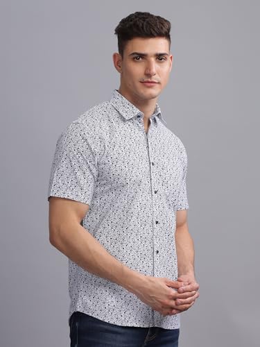 Image of MODERN ELEGANCE Men Slim Fit Navy Small Liberty Floral Printed Casual Shirt