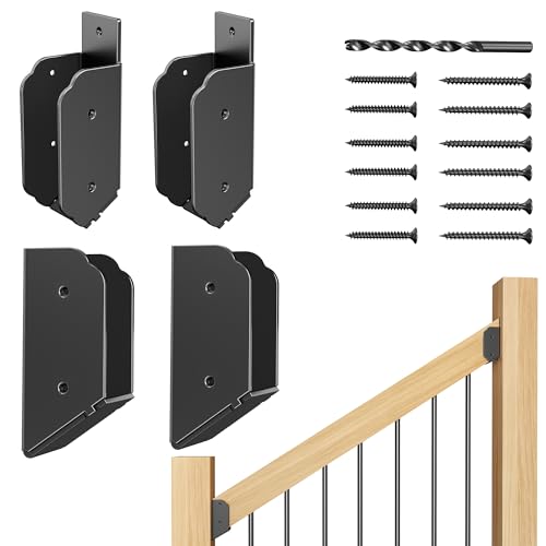 Image of 2 inchx4 inch (Actual 1.5 inchx3.5 inch) Deck Railing 30 Stair Connectors, Wood Post Deck Rail Bracket,Wood Post Deck Railing Bracket to Handrail,Fence Railing Brackets, Barn and Beam end (4, Angle 30)