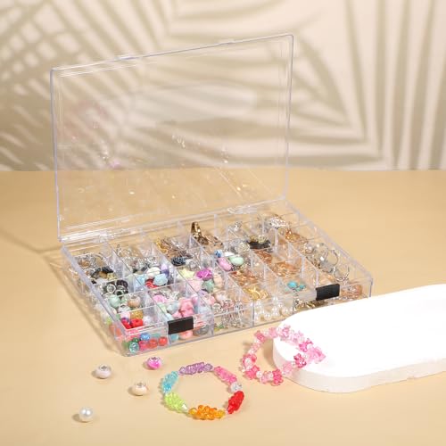 Image of 3 Pack 36 Grids Clear Plastic Bead Organizer Storage Box Container | Clear Beads Storage Organizers, Craft Jewelry Small Beads Containers for Organizing Collection Jewelry Making