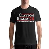 Meresysid Shirt Clayton Musics Bigsby Mens T-Shirt Short Sleeves Crewneck Top Tee Casual Summer Cotton Soft Shirts X-Large Black