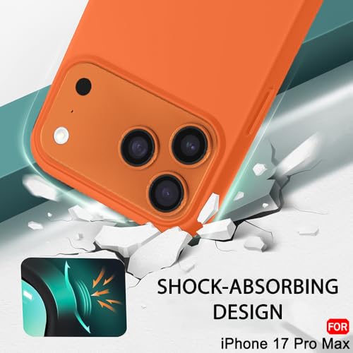 Image of TheGiftKart Liquid Silicone Back Cover Case for iPhone 17 Pro Max | Soft Micro-Fibre Lining Inside | Camera & Screen Protection | Shockproof Back Cover Case for iPhone 17 Pro Max (Silicone, Orange)