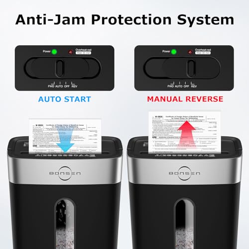 Image of Bonsen 10-Sheet Cross Cut Paper Shredder for Home Office Heavy Duty | P-4, Portable Handle, 4 Gallons Bin, Paper and Credit Card Shredder, Black (S3201 New Version)