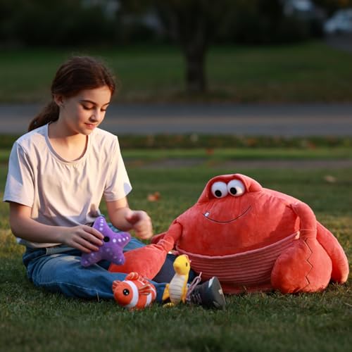 Image of Giant Crab Stuffed Animal with 3 Sea Animal Plushies, 43.3 Inch