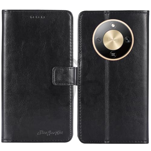 TienJueShi Black Book Stand Retro Flip Leather Protector Phone Wallet Gel Cover Etui TPU Silicone Case For Honor X70 X9D 6.79 in