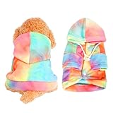 Rbenxia Tie Dye Dog Hoodie Dog Cold Weather Coats Soft Fleece Puppy Sweatshirts Dog Warm Jacket Pet Dog Clothes Winter Dog Outfits for Small Puppy Cat Pets (Multicolor, Large)