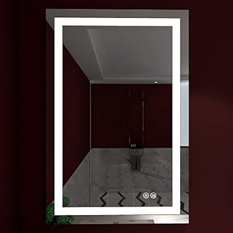 Dimmable Lighted Bathroom Mirror with Defogger and Memory Touch Switch| High Lemens Make Up Vanity Mirror 6500K CRI>90 (APEX-2436 24x36inch) Cover