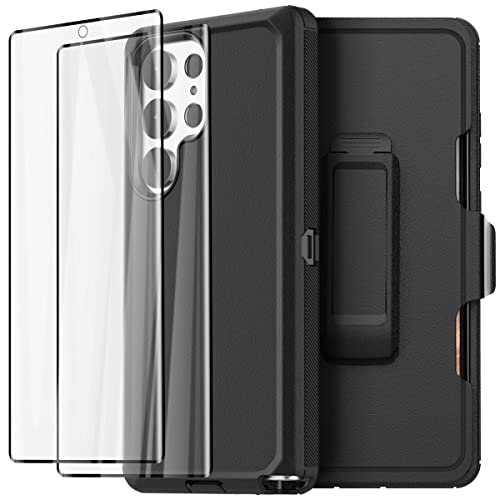 AICase Belt Clip for Samsung Galaxy S23 Ultra Case with Screen Protector Heavy Duty Drop Protection Full Body Rugged Shockproof 3-Layer Military Protective Tough Durable for S23 Ultra