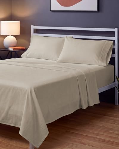 Image of Sleepy Town Queen Size Bed Sheets - 4 Piece - Queen Sheet Set - Extra Soft, Comfy & Cooling - Easy Care - Shrinkage, Wrinkle & Fade Resistant - Brushed Microfiber - Deep Pocket Bed Sheets (Wheat)