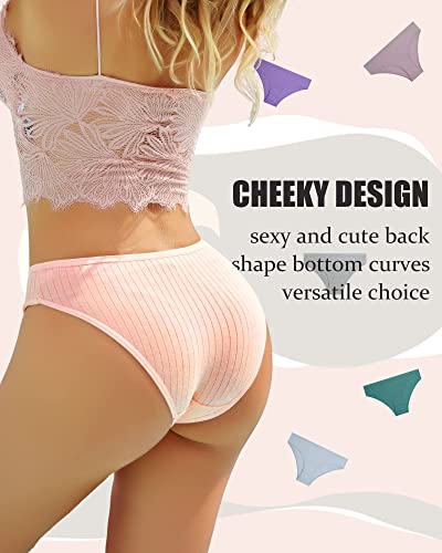 Image of FINETOO Cotton Cheeky Womens Underwear breathable ribbed low rise Bikini