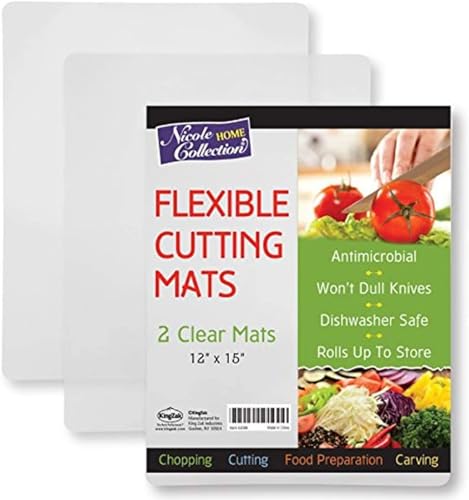 Set de 2 tapetes flexibles de plástico transparentes para cortar, tablas de corte para cocina miniatura 1