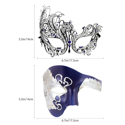 Image of Coddsmz Couples Masquerade Mardi Gras Christmas Venetian Cosplay Costume Halloween Party Mask Set