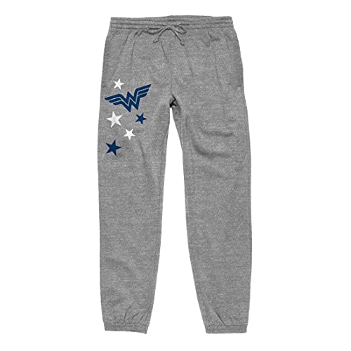 Bioworld Wonder Woman W and Stars Adult Unisex Heather Grey Graphic Sweatpants