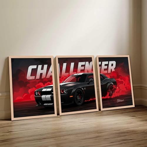 Image of TASVEE Car wall posters | set of 3 wall frames | posters for wall | Wall Decoration for Bedroom, Living Room & Office | Best Gift for Boys & Car Lovers (A3, LARGE 13X17, Framed)