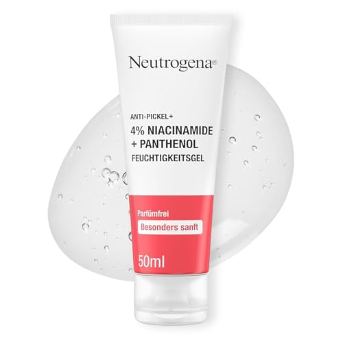 Neutrogena Anti-Pickel+ Feuchtigkeitsgel 4Prozent Niacinamide + Panthenol 50ml - parfümfrei für schonende Pflege bei unreiner Haut und schonende Gesichtspflege