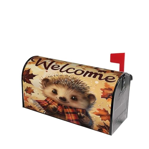 Image of Dujiea Autumn Hedgedog Welcome Mailbox Wraps - Waterproof Magnetic Post Box Cover, Standard Size 25.5 inchX 21 inch Garden Yard Outside Farmhouse Home Decor