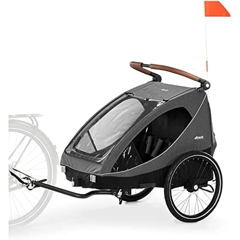 Hauck 2in1 Fahrradanhänger Buggy DRYK Duo Zwei Kinder Schnelle Befestigung XL Stauraum Faltbar - Melange Grey Cover