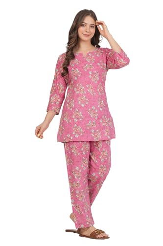 Image of Kuruti B Sheets Women's Printed Night Suit Set | Soft & Breathable Top and Pyjama Set for Women | Stylish Relaxed Fit Sleepwear for Everyday Comfort | Perfect Lounge Wear for Home & Travel