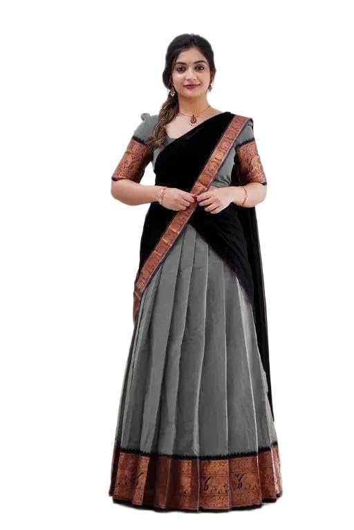 Royal Drapes Dhavni Set Lehenga Half Saree_Siya Grey_black 11_06_0405-picture-29