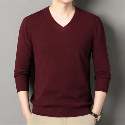 Mens Wool Sweater Knit Pullover Long Sleeves V Neck Slim Fit Lightweight Soft Jumper Top3