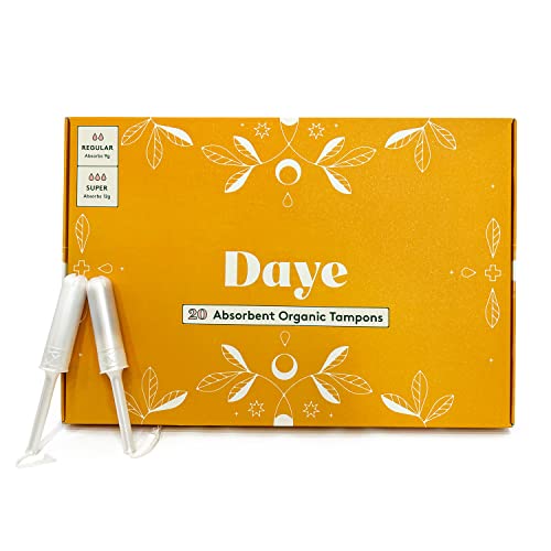 Daye Daye 20 Super and Regular Nude Tampons Combo Pack, Organic Soft Cotton Tampons with Applicator, Extra Absorbent Plastic Free Natural Tampons, Ultra Leak Protection, 20 Organic Tampons