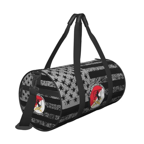 11th Armored Cavalry Regiment Black Horse Convertible Garment Bag with Shoulder Strap, Carry on Garment Duffel Bag for Men - Rolling Foldable for Travel Luggage Bags (Black)4
