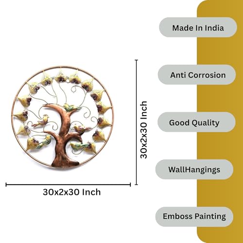 Image of Bharat Art Metal Iron Ring Tree Wall Hanging | Multicolor Decorative Wall Art for Home, Living Room, Bedroom, Office & Cafe | 30 x 2 x 30 Inch | W237