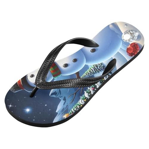 Burbuja Snowman Flip Flops for Women Men, Soft Thong Sandals Rubber Slippers for Pool Beach Essentials2