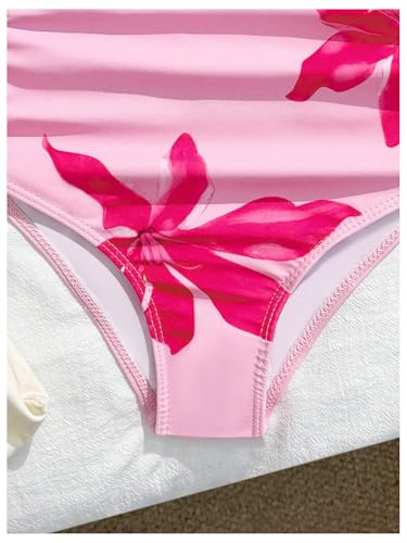 Image of Milumia Girl's Floral One Piece Swimsuit Bow Tie Side Spaghetti Strap Bathing Suit