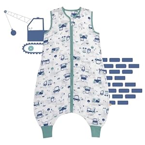 Schlummersack Slaapzak met voeten, zomer, 0,5 TOG, dunne bamboe-mousseline, slaapzak met benen, ongevoerd, slaapzak zomer, verschillende maten en designs/kleuren, Graafmachine., 120 cm