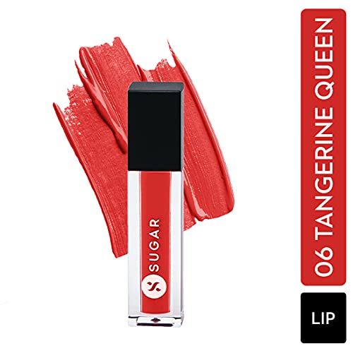 Image of SUGAR Cosmetics Smudge Me Not Liquid Lipsticks for Women | Transferproof & Waterproof | Lasts 12+ Hours | Matte Lipstick | 1.1ml - 06 Tangerine Queen
