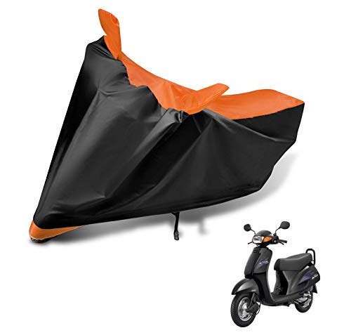 Image of Auto Hub Scooty Cover Compatible with Activa with Mirror Pocket, Dustproof, Heat Resistant, Triple Stitched, Activa Scooty Cover- Black, Orange