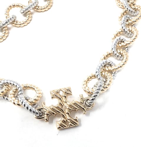 Tory Burch Women's Textured Rope Mixed Metal Necklace (Tory Gold, Tory Silver)2