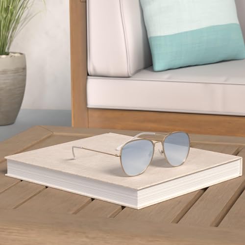 Image of The Fresh Classic Aviator Sunglasses for Men Women, Metal Frame Mirror Lens, Pilot Style, Includes Cleaning Cloth, Pouch