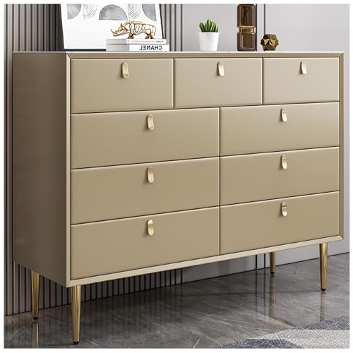 FICHET Commode Blanche Commode à 9 Tiroirs, Dressers Bedroom Funiture, Rock Slab Countertop Wood Dresser, Chest of Drawers Dresser for Bedroom, Larger Drawer...